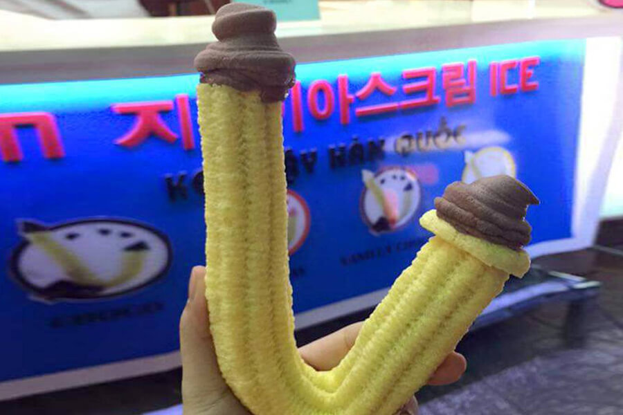 Quán bán kem gậy Hàn Quốc ở Hà Nội
